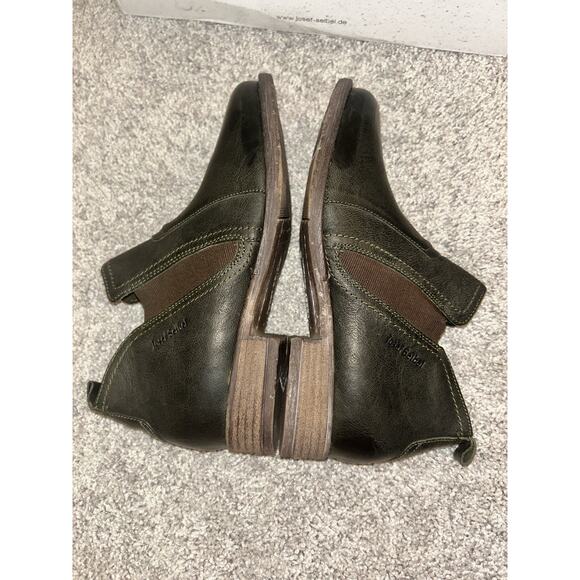 Josef Seibel Sienna 71 Chelsea Olive Black Leather Boots Womens 6-6.5 EU 37 New - Picture 8 of 10